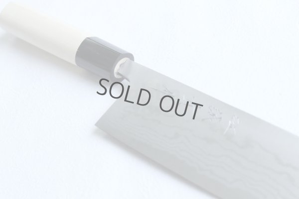 Photo4: Shigeki Tanaka Blue 2 steel Suminagashi Damascus Hand forged Nakiri knife 160mm