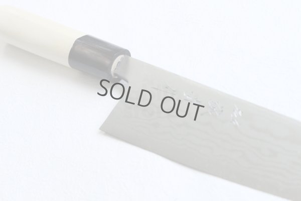 Photo4: Shigeki Tanaka Blue 2 steel Suminagashi Damascus Hand forged Santoku knife 165mm