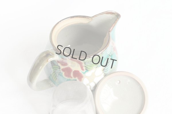 Photo6: Kutani yaki ware Green sancha Japanese tea pot 360ml