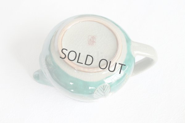 Photo4: Kutani yaki ware Green sancha Japanese tea pot 360ml