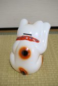 Photo8: Japanese Lucky Cat Tokoname YT Porcelain Maneki Neko bowing Right hand H25cm (8)