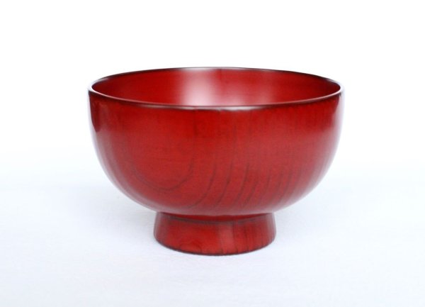 Photo1: Japanese Echizen Urushi lacquer soup bowl wan shu red Shoichi Hatanaka D119mm
