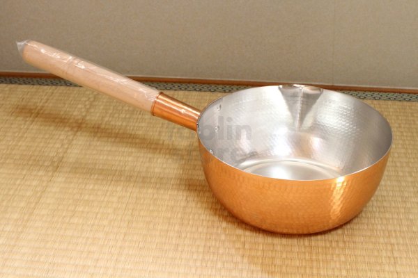 Photo1: Copper Yukihira Pan nabe Japanese lipped deep pot hammered for professional