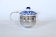 Photo1: Hasami Porcelain Glass Japanese tea pot milk S type strainer blue 375ml (1)