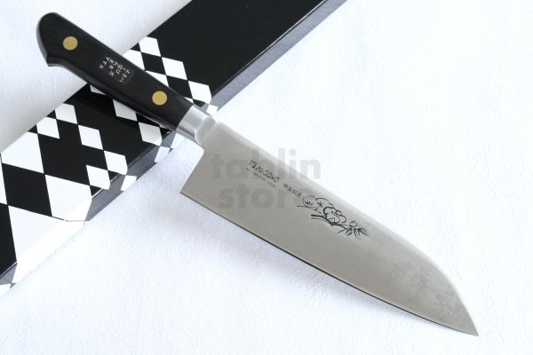Photo1: Misono Sweeden Carbon Steel Japanese Knife FLOWER ENGRAVING Santoku any size