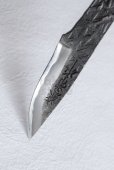 Photo3: Kanetsune Fixed Blade Knife white 1 steel kurouchi Hayashi 60mm (3)