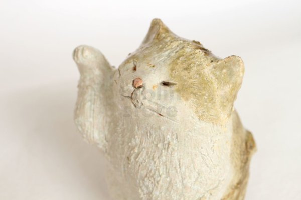 Photo1: Maneki neko lucky cat Shigaraki pottery Japanese doll L H10.5cm
