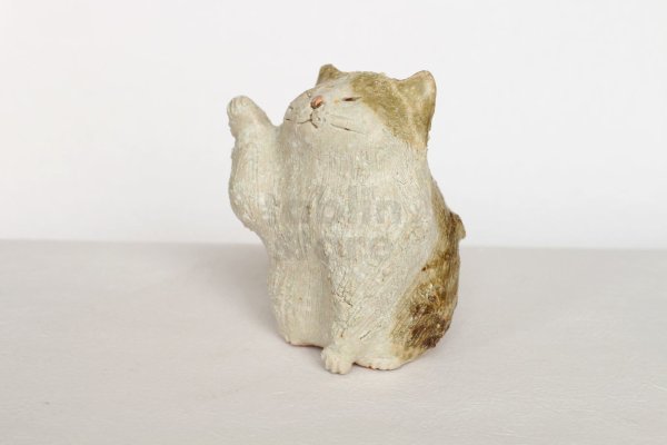 Photo9: Maneki neko lucky cat Shigaraki pottery Japanese doll L H10.5cm