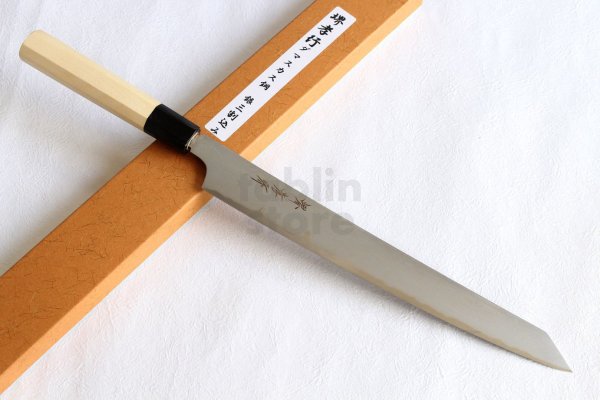 Photo13: SAKAI TAKAYUKI Silver-3 steel 33 Damascus Kiritsuke Sashimi double edge knife