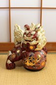 Photo5: Japanese Leo Shishi Dragon Lion dog Kutani Porcelain mori red H31cm Left