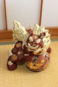 Photo4: Japanese Leo Shishi Dragon Lion dog Kutani Porcelain mori red H31cm Left