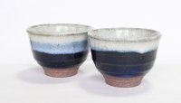 Mino Japanese pottery tea cups yukima sencha wan set of 2