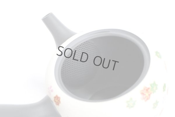 Photo6: Tokoname Japanese tea pot kyusu YT Shohou autumn leaves white 420ml