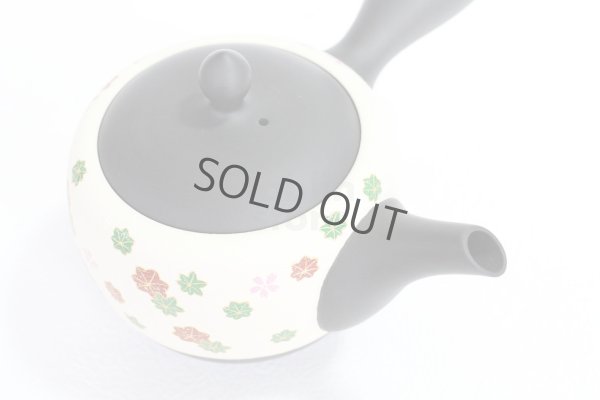 Photo4: Tokoname Japanese tea pot kyusu YT Shohou autumn leaves white 420ml