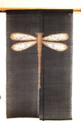 Photo6: Noren Mitsuru Japanese linen door curtain Kakishibu dragonfly 88 x 150cm