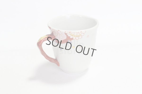 Photo7: Kutani Porcelain Japanese mug coffee tea cup hanazume D 9cm