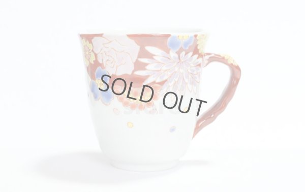 Photo5: Kutani Porcelain Japanese mug coffee tea cup hanazume D 9cm