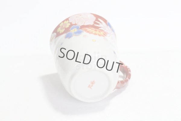 Photo3: Kutani Porcelain Japanese mug coffee tea cup hanazume D 9cm