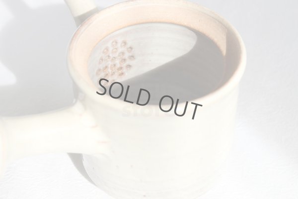 Photo3: Japanese tea pot cups set Hagi ware Hakuyu soroe pottery tea strainer 420ml