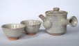 Photo2: Japanese tea pot cups set Hagi ware Hakuyu soroe pottery tea strainer 420ml (2)