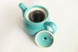 Photo3: Mino ware Japanese tea pot miyabi turquoise blue stainless tea strainer 540ml