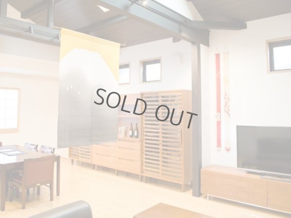 Photo3: Noren Japanese Doorway Curtain waza Mt.fuji gold sumie linen 79 x 120 cm