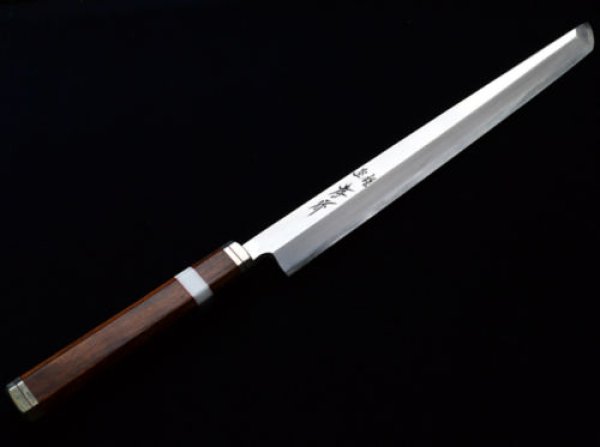 Photo12:  Shiden SAKAI TAKAYUKI Sashimi knife Yasuki silver-3 steel Sakimaru Takobiki