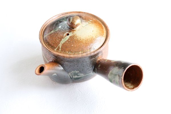 Photo1: Shigaraki pottery tea strainer Japanese tea pot kyusu shiro mingei 250ml