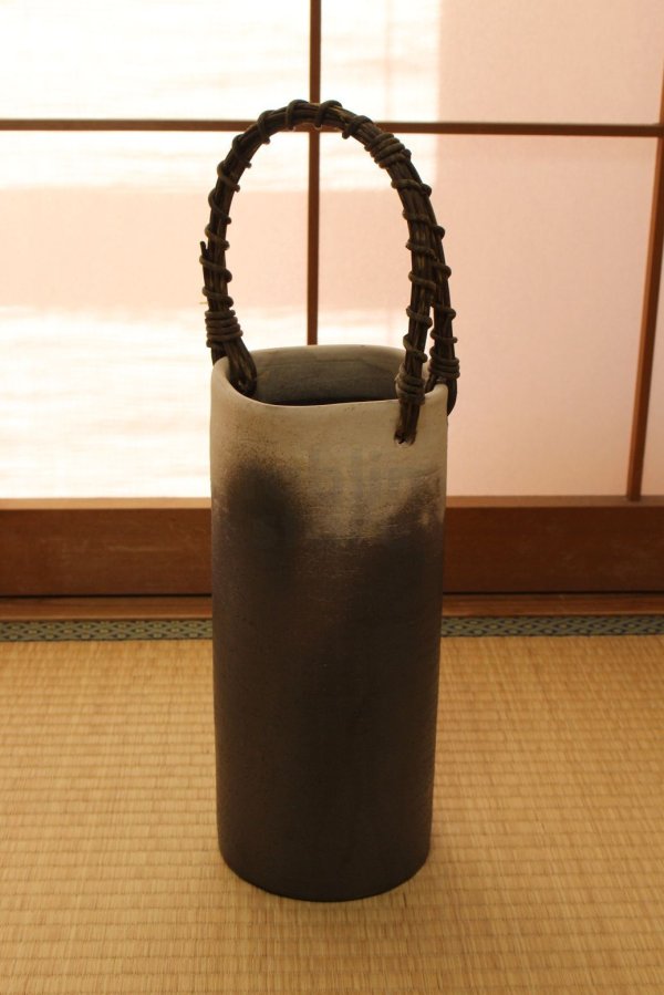 Photo1: Shigaraki Japanese pottery Vase tsuchi zansetsu kakuto L2 H 30cm