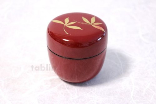 Other Images1: Tea Caddy Japanese Natsume Echizen Urushi lacquer Matcha container Orchid Red