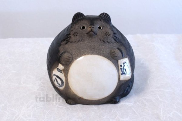 Photo2: Shigaraki pottery Japanese figurineTanuki Raccoon Dog Ofuku H17cm