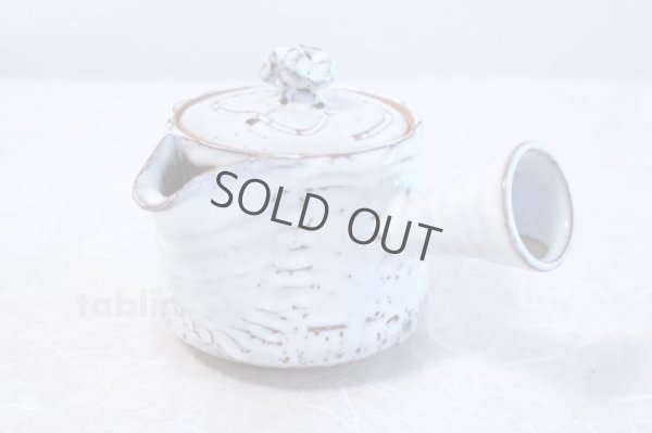 Photo1: Hagi yaki ware Japanese tea pot White kairagi Deishi kyusu pottery tea strainer  