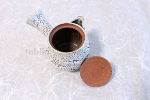 Other Images1: Hagi yaki ware Japanese tea pot White kairagi Shoun kyusu pottery tea strainer 