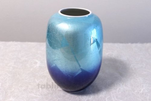 Other Images1: Kutani yaki ware natume Ginsai blue Quality Japanese vase ,H24.5cm