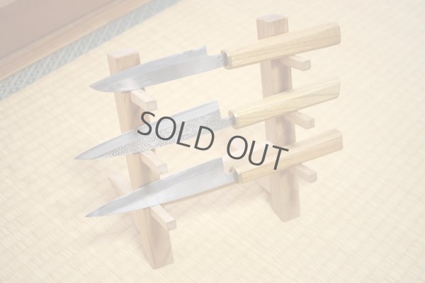 Photo8: ibuki Japanese tsuga wooden stand display shelf holder tower rack kit for 3 knives