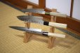 Photo1: ibuki Japanese tsuga wooden stand display shelf holder tower rack kit for 3 knives (1)