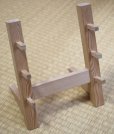 Photo2: ibuki Japanese tsuga wooden stand display shelf holder tower rack kit for 3 knives (2)