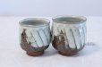 Photo2: Hagi yaki ware Japanese tea cups pottery white glaze yunomi ki set of 2 (2)