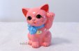 Photo2: Japanese Lucky Cat Tokoname ware YT Porcelain Maneki Neko ribbon pink H15cm (2)