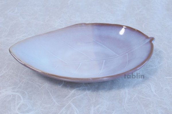 Photo3: Hagi ware Japanese Serving plate Hagi purple Leaf W310mm