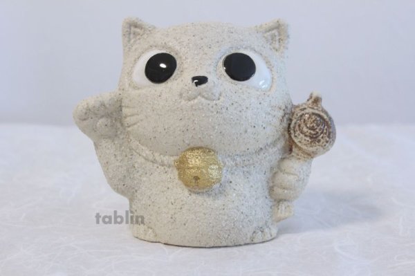 Photo1: Shigaraki pottery Japanese lucky cat maneki neko doll H140mm