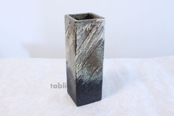 Photo3: Shigaraki pottery Japanese vase kosai square H26cm