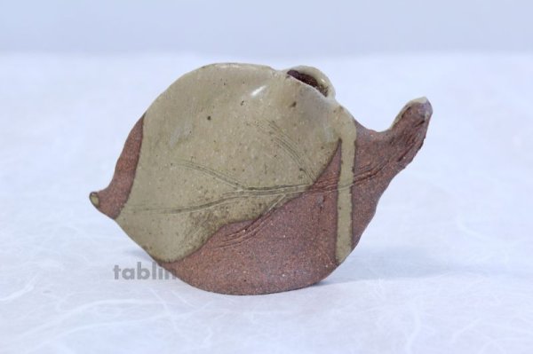 Photo4: Shigaraki pottery Japanese small vase leaf H 75mm