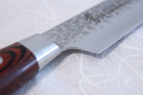 Photo4: SAKAI TAKAYUKI Japanese knife 33-layer Damascus core VG-10 Kiritsuke hammered Kengata sashimi 270mm