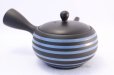 Photo3: Tokoname yaki ware Japanese tea pot Tosei ceramic tea strainer blue line 250ml (3)