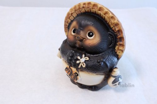 Other Images2: Shigaraki pottery Japanese Tanuki Cute Raccoon Dog Onegai ryote H22cm