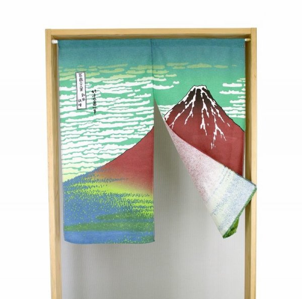 Photo2: Noren nm Japanese door curtain Ukiyoe Hokusai Akafuji 85 x 90cm