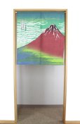 Photo1: Noren nm Japanese door curtain Ukiyoe Hokusai Akafuji 85 x 90cm (1)