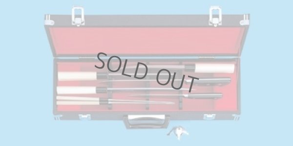 Photo14: Japanese Kitchen knife leather case black for six knife 51 x 15 x 8 cm