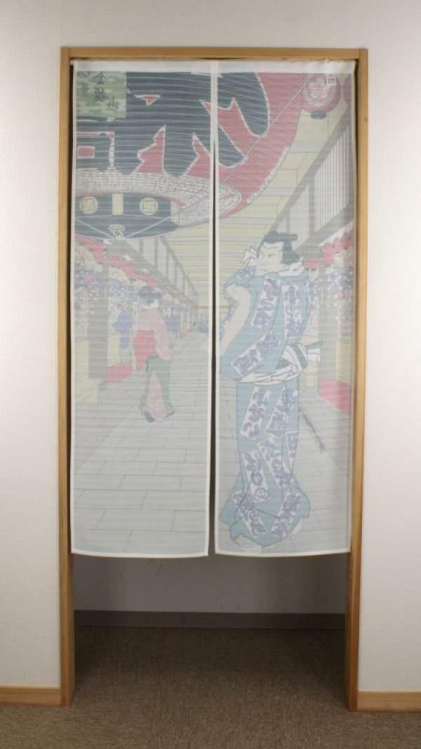 Photo4: Noren nm Japanese door curtain Ukiyoe asakusa 85 x 150cm